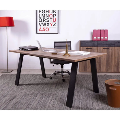 Bureau Da Vinci 180x90 cm noir et noyer Brera