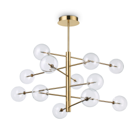 Lampadario a sospensione 12 luci ottone  D 124 x H 55 cm