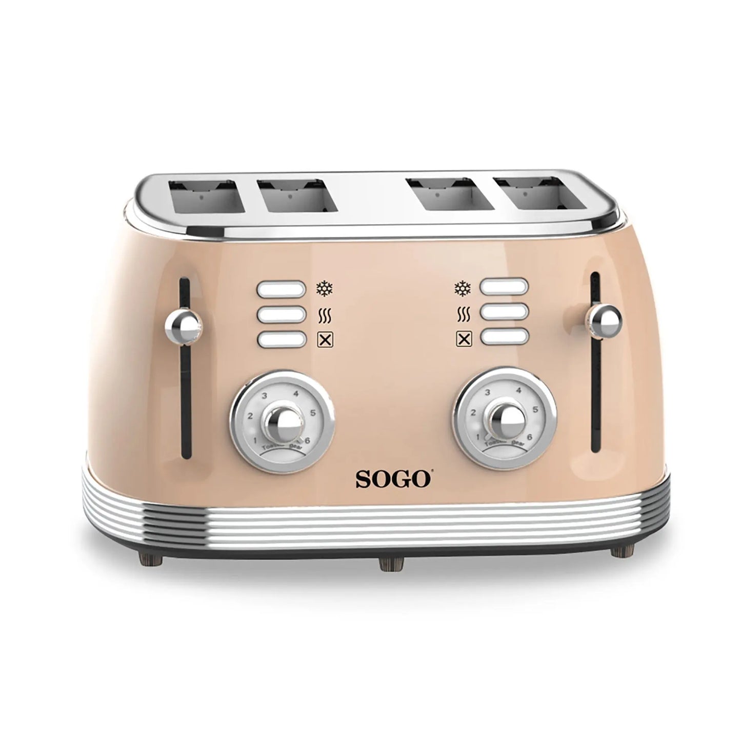 Grille-pain rétro beige 1500W 4 emplacements