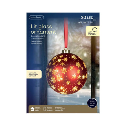 Sfera natalizia rossa con LED Ø19 cm