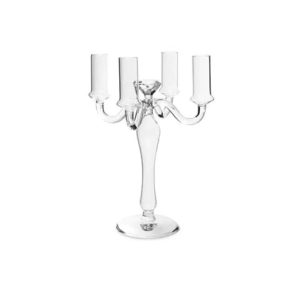 Chandelier en verre transparent à 4 branches — H 26,5 cm