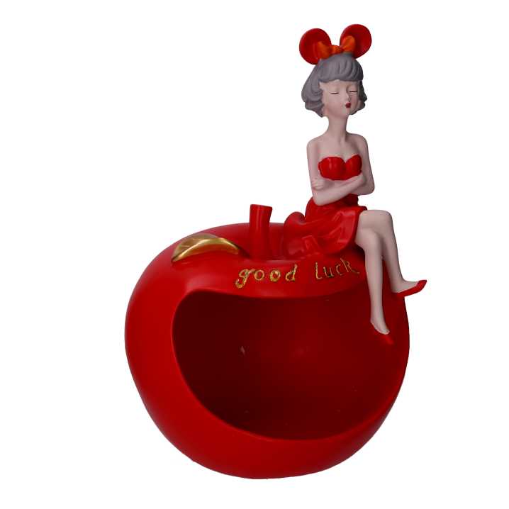 Donna resina svuotatasche rosso cm 21x16h30