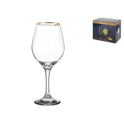 Lot de 6 verres à pied Amber à bord doré, 46 cl