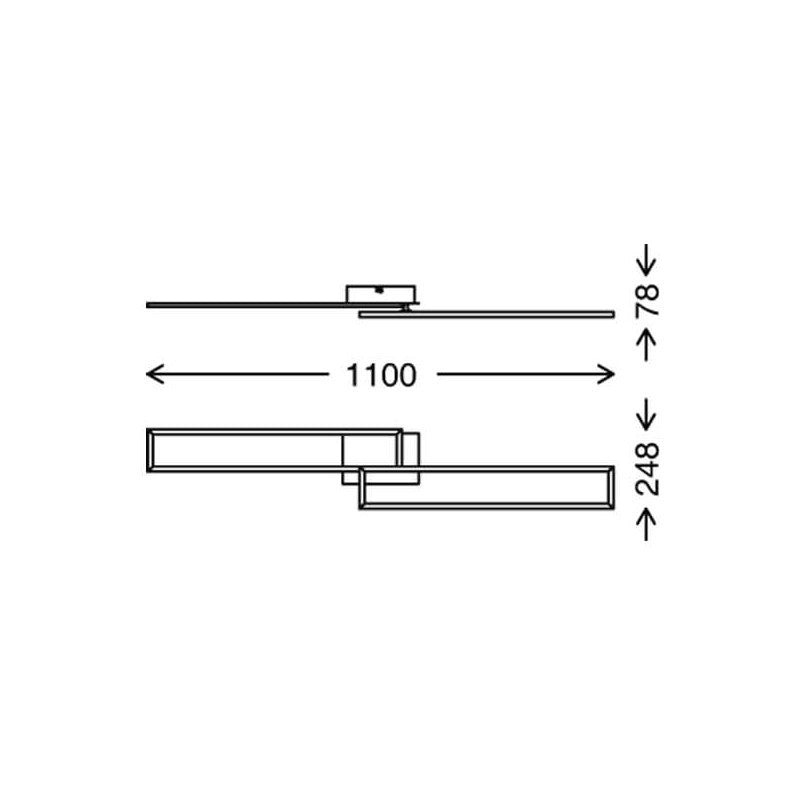 Briloner plafonnier applique cadre led 110 cm 40w 4400lm chrome