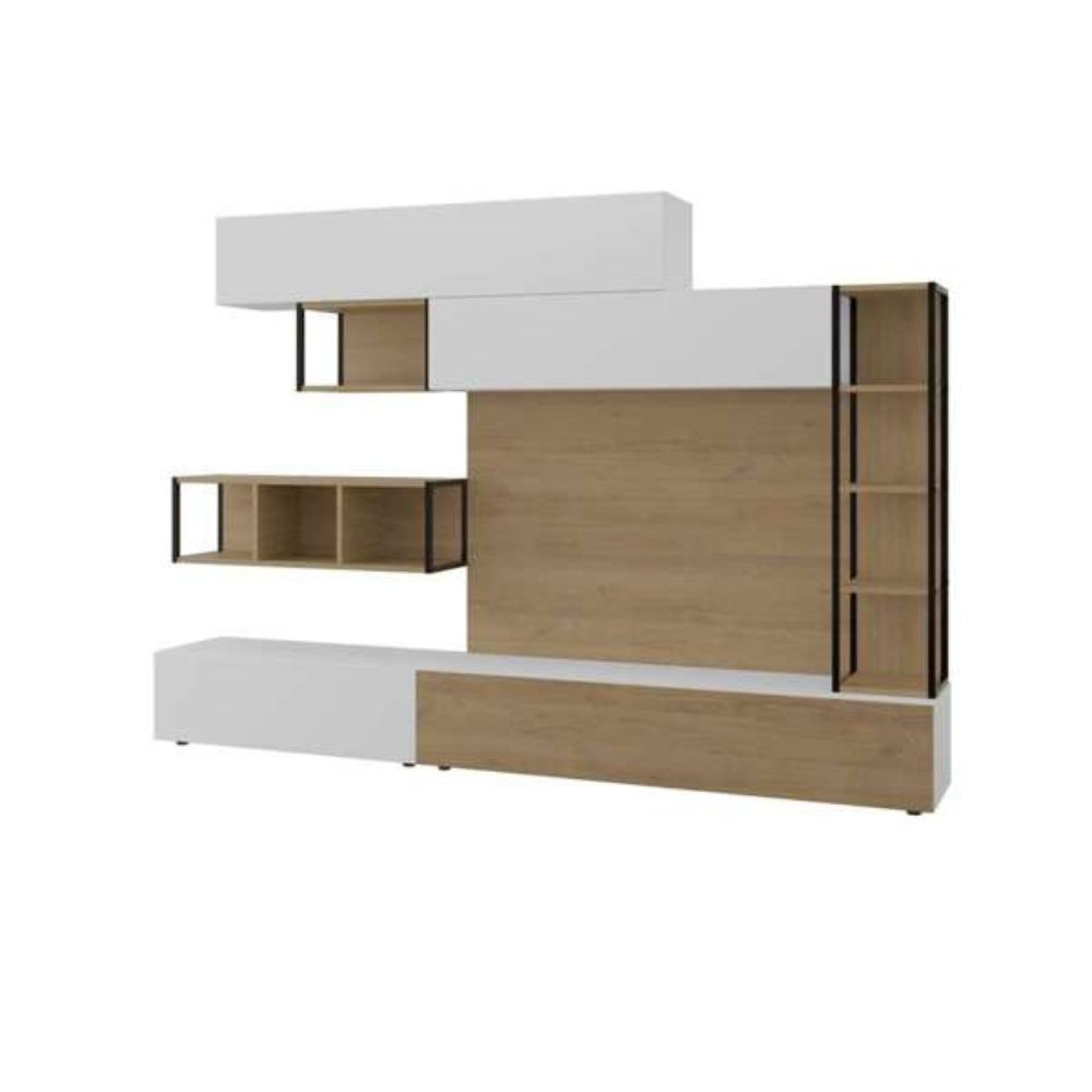 Parete attrezzata 260x40x33 cm bianco rovere