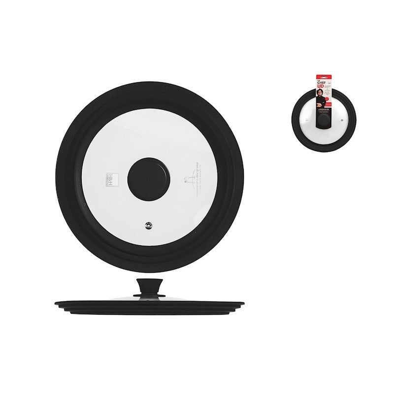 Couvercle en verre avec bord en silicone compatible avec Ø 24/26/28 cm