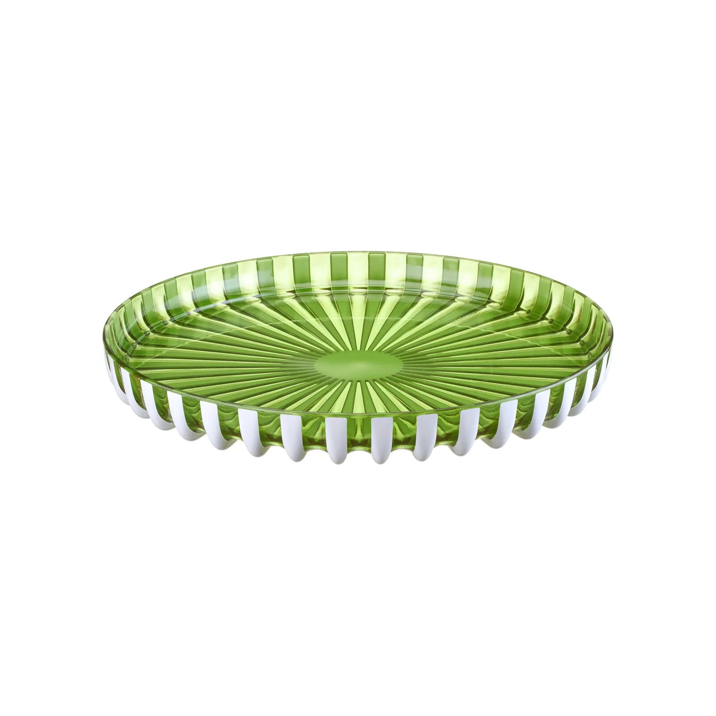 Plateau rond Pin Up Ø31 cm coloris vert/blanc