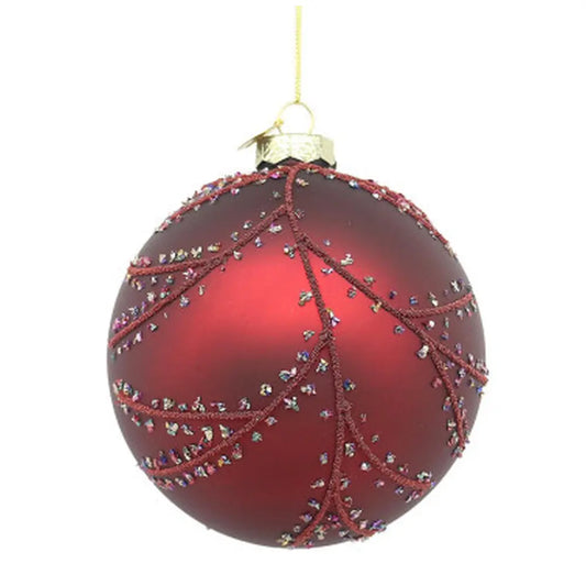 Boule décorative Branches en verre rouge Ø 8 cm