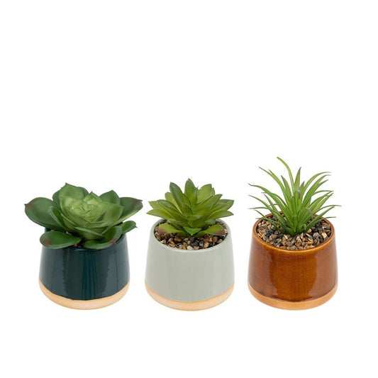 Plante décorative vintage Be H12 cm avec vase en céramique réactive, différentes variantes