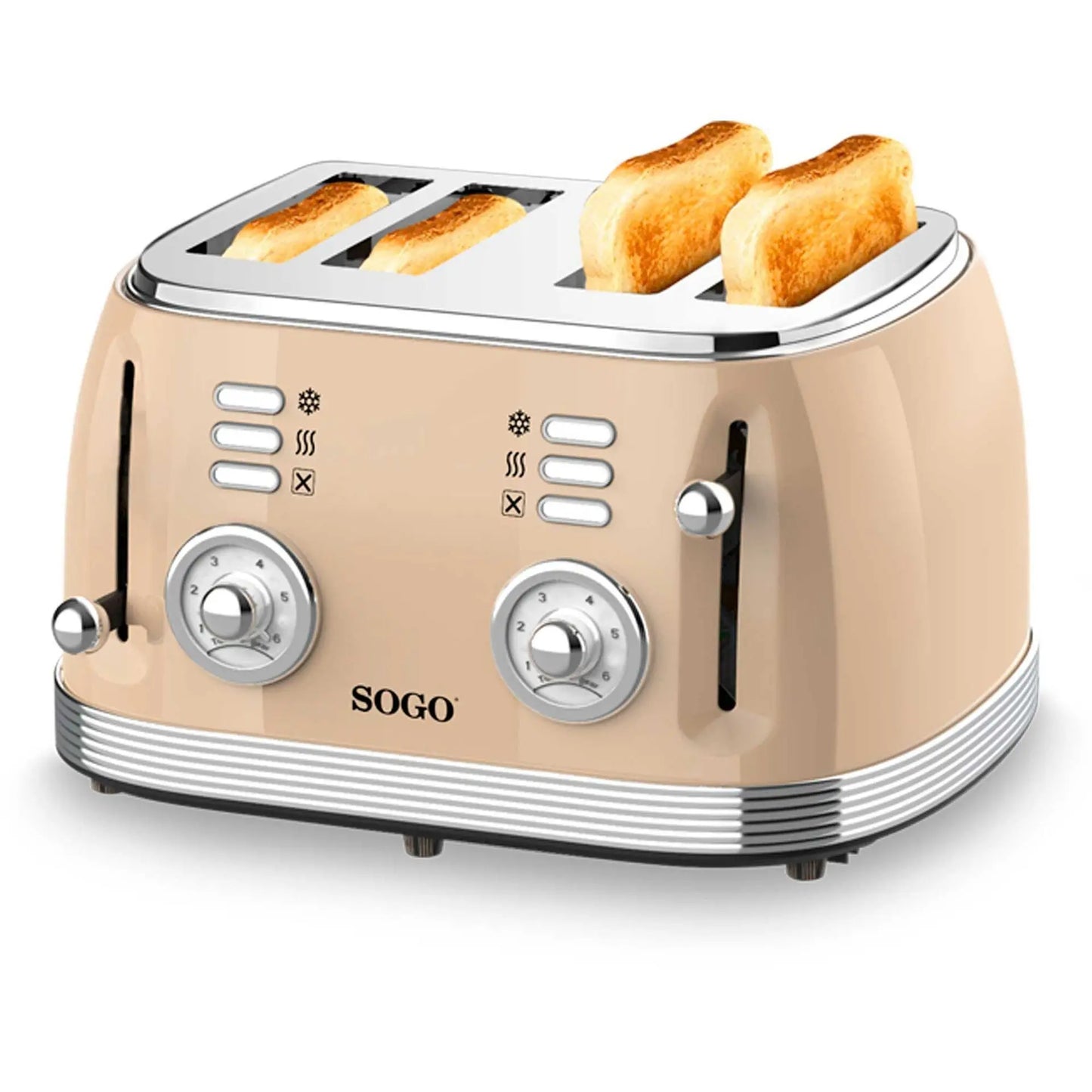 Grille-pain rétro beige 1500W 4 emplacements