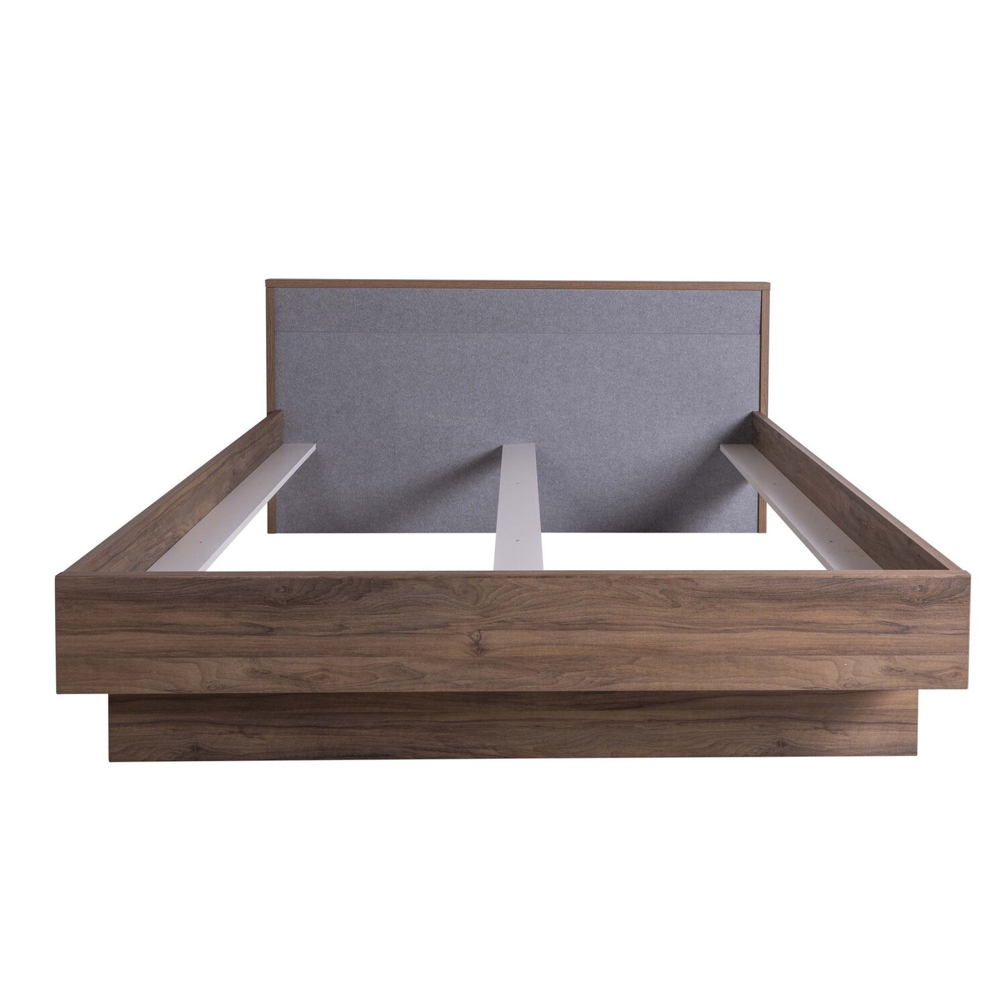 Lit Double Audace Noyer/Gris - Dimensions : 193,50x98,10x218 cm