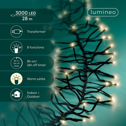 Catena luminosa LED Cluster bianco caldo da esterno 28 m