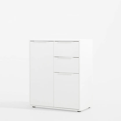 Armoire 2 portes + 2 tiroirs blanc brillant 72x35x87h cm