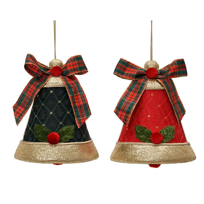 Campana natalizia in velluto Ø12 × H15 cm – 1 pezzo assortito