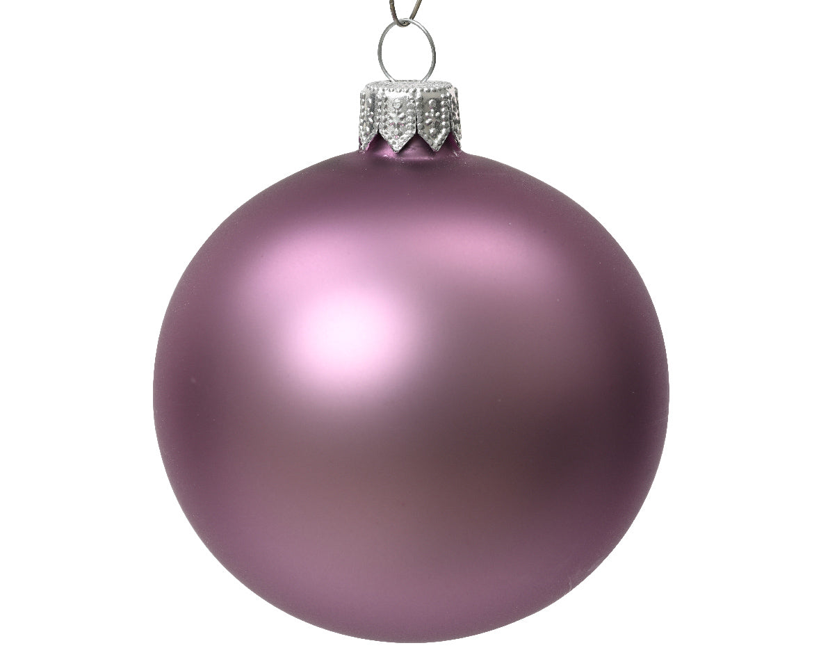 Boite de 6 boules de Noël en verre cristal lilas mat ø 8cm