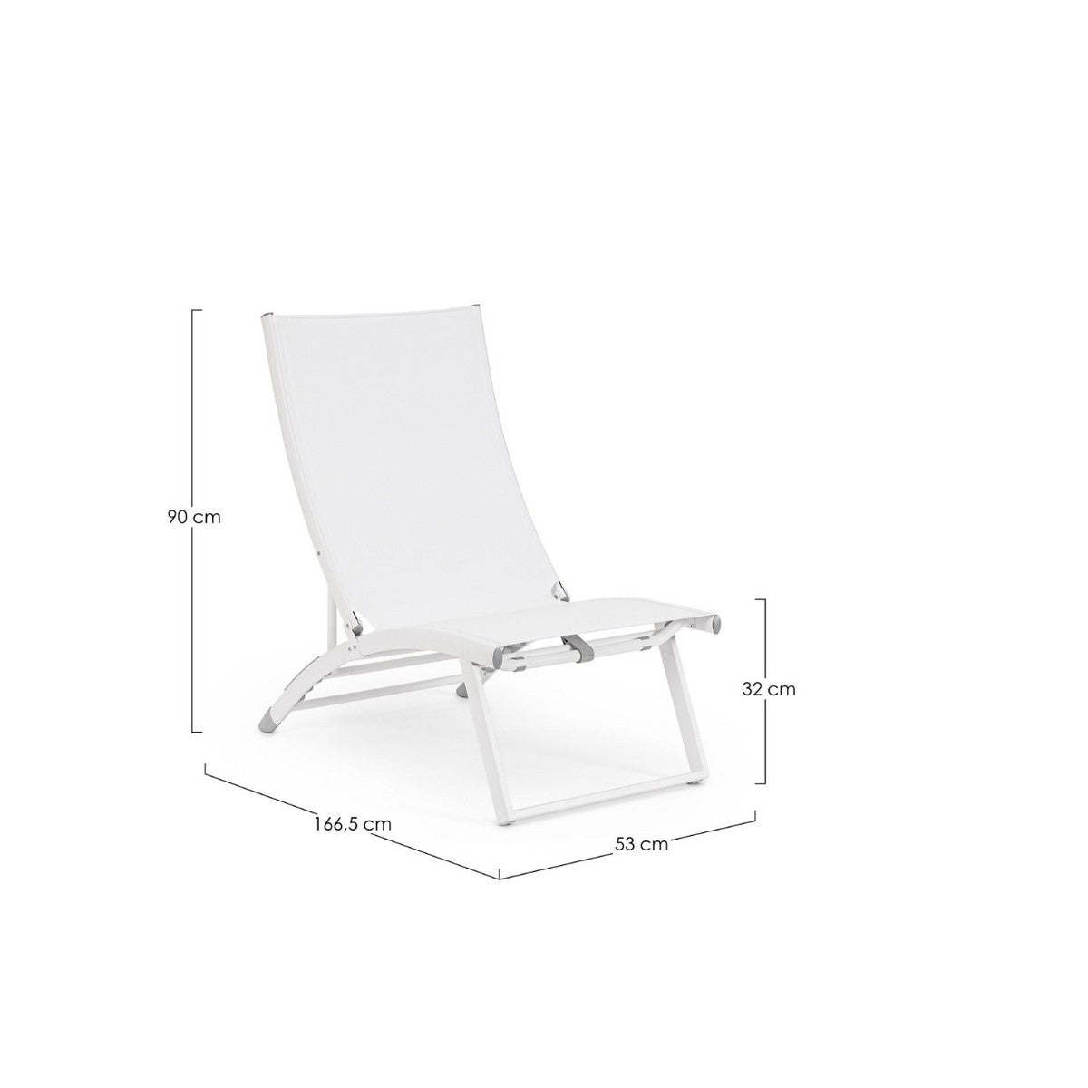 Fauteuil lounge inclinable blanc Bizzotto Taylor en aluminium et textilène 53 x 166,5 x 90 cm