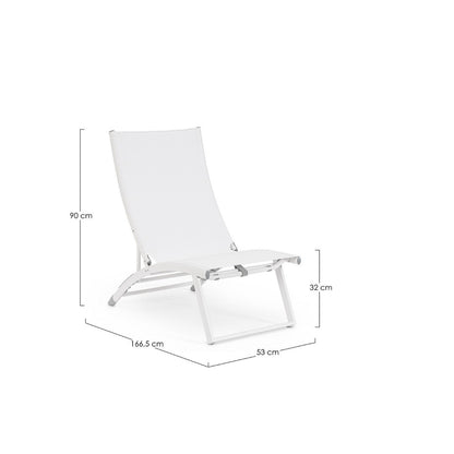 Fauteuil lounge inclinable blanc Bizzotto Taylor en aluminium et textilène 53 x 166,5 x 90 cm