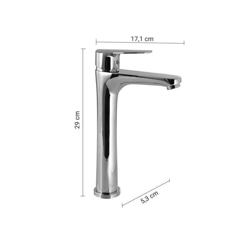 Miscelatore Como alto per lavabo cromo 29 x 5,3 x 17,1 cm