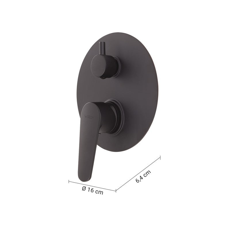 Miscelatore da incasso per doccia con deviatore Como nero matt 16 x 6,4 x 6,4 cm