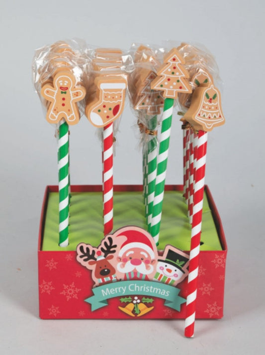 Matita con gomma decorata biscotto