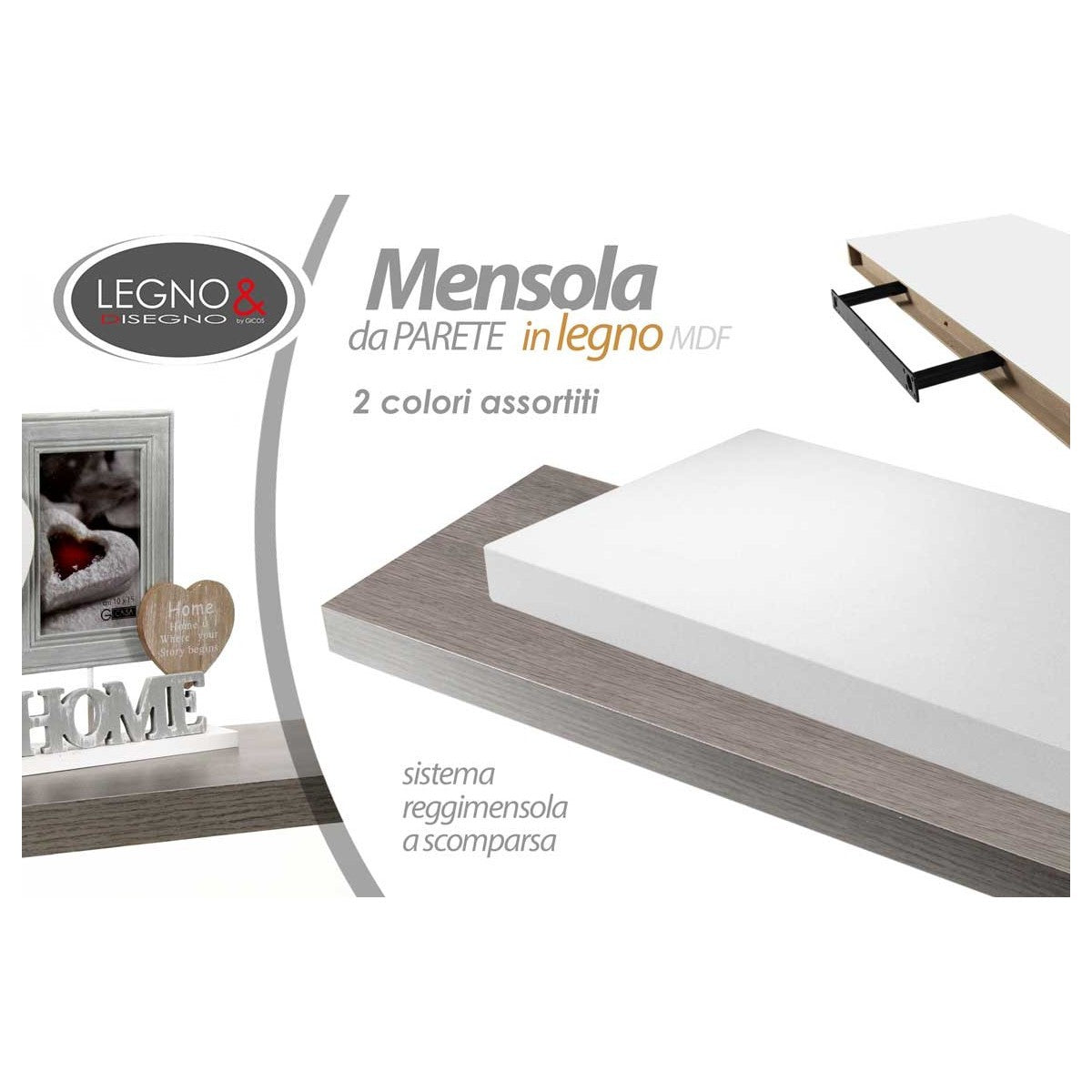 Mensola da parete in legno MDF assortita 120x25x3,8 cm  - 1 pezzo assortito