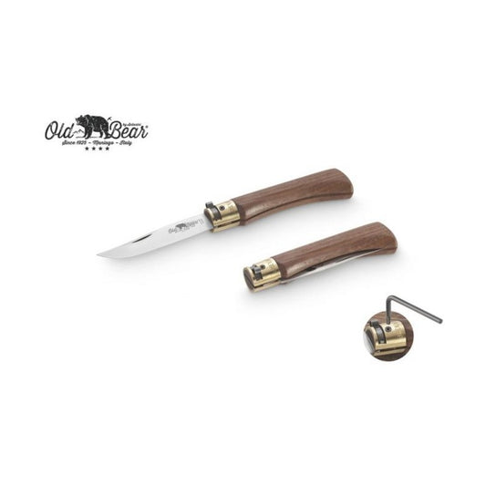 Couteau ours ancien manche en noyer, lame inox, 19 cm, taille m
