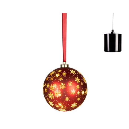 Sfera natalizia rossa con LED Ø19 cm