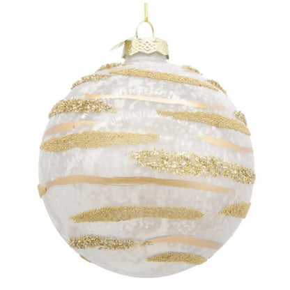 Sfera decorativa Streaks in vetro bianco Ø10 cm