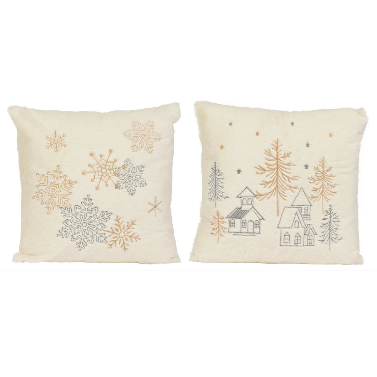Cuscino decorativo oro e argento con disegni 45 × 45 cm