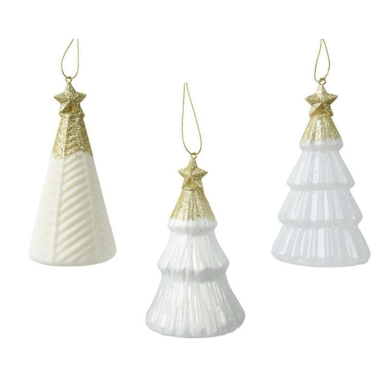 Pendente abete di Natale in vetro 3 assortiti