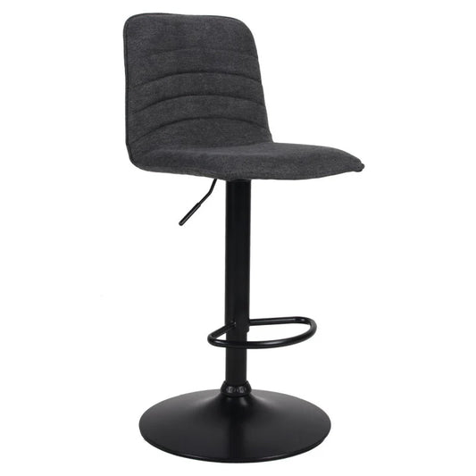 Tabouret Charlie tissu gris foncé et piètement noir
