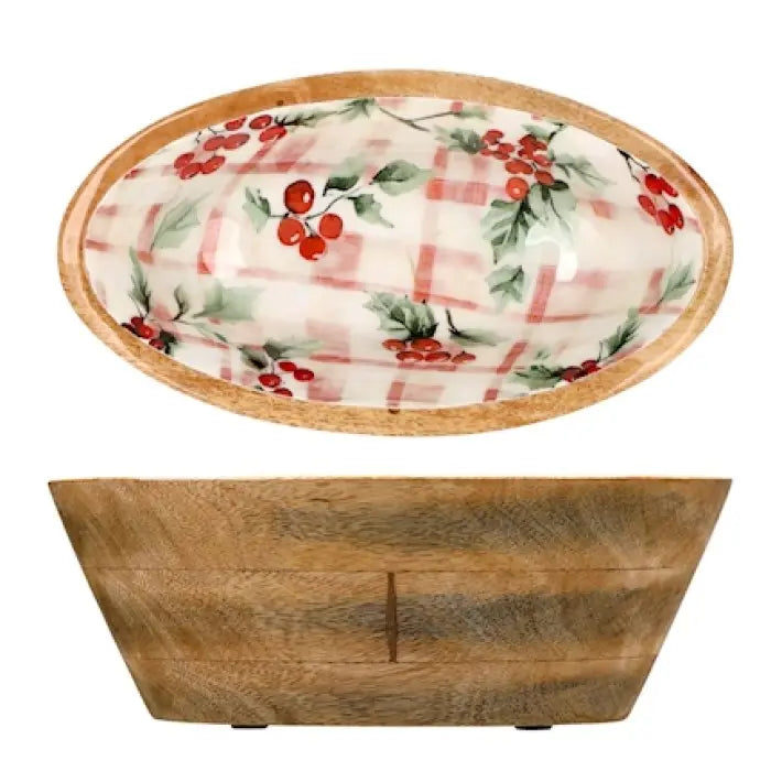 Centre de table ovale en bois à décor de Noël — 27 × 16 cm, 1 pièce assortie