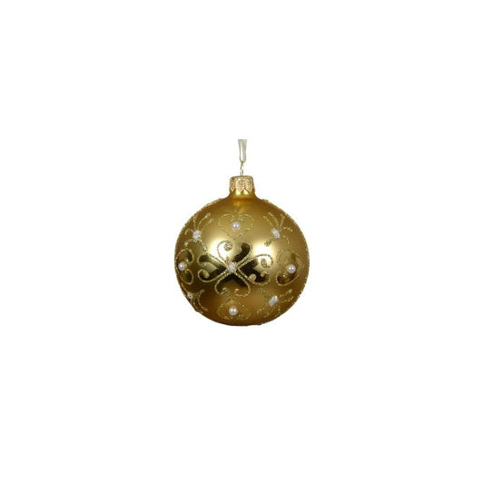 Pallina di Natale in vetro oro chiaro lucido Ø8 cm