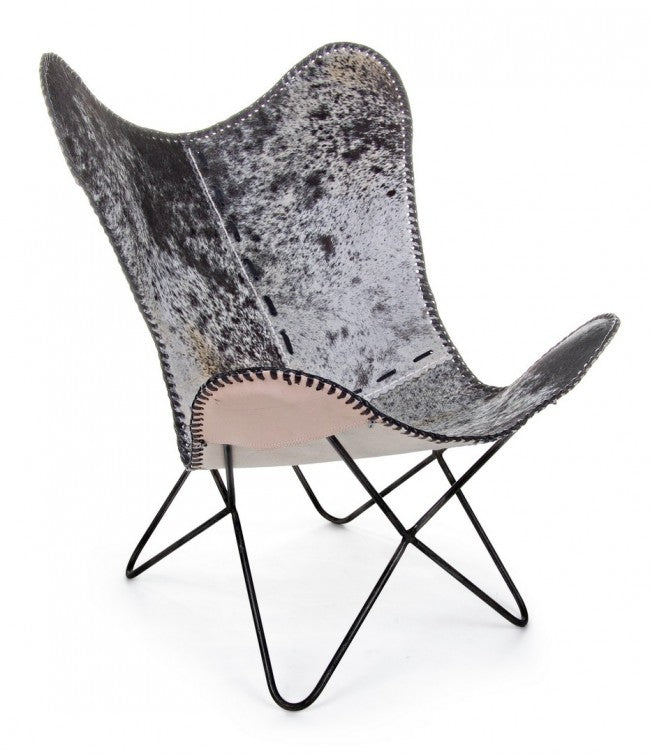 2x Poltrona Buffalo nera in pelle 68x70x93h cm