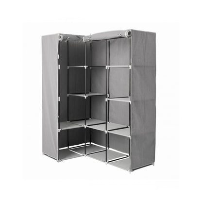 Meuble d'angle avec 2 caissons et 12 étagères - Gris - 131x87,5x169 cm