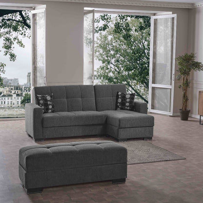 Divano Letto con Penisola 240x107x99 cm Grigio Scuro
