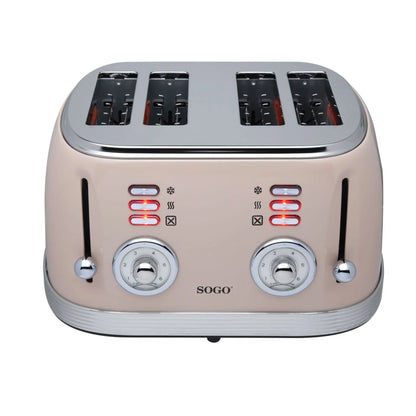 Grille-pain rétro beige 1500W 4 emplacements