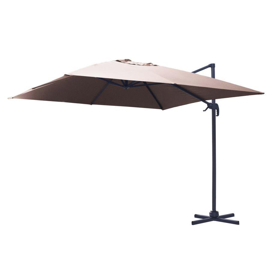 Parasol en Aluminium Couleur Sable avec Poteau Latéral 4x4 m