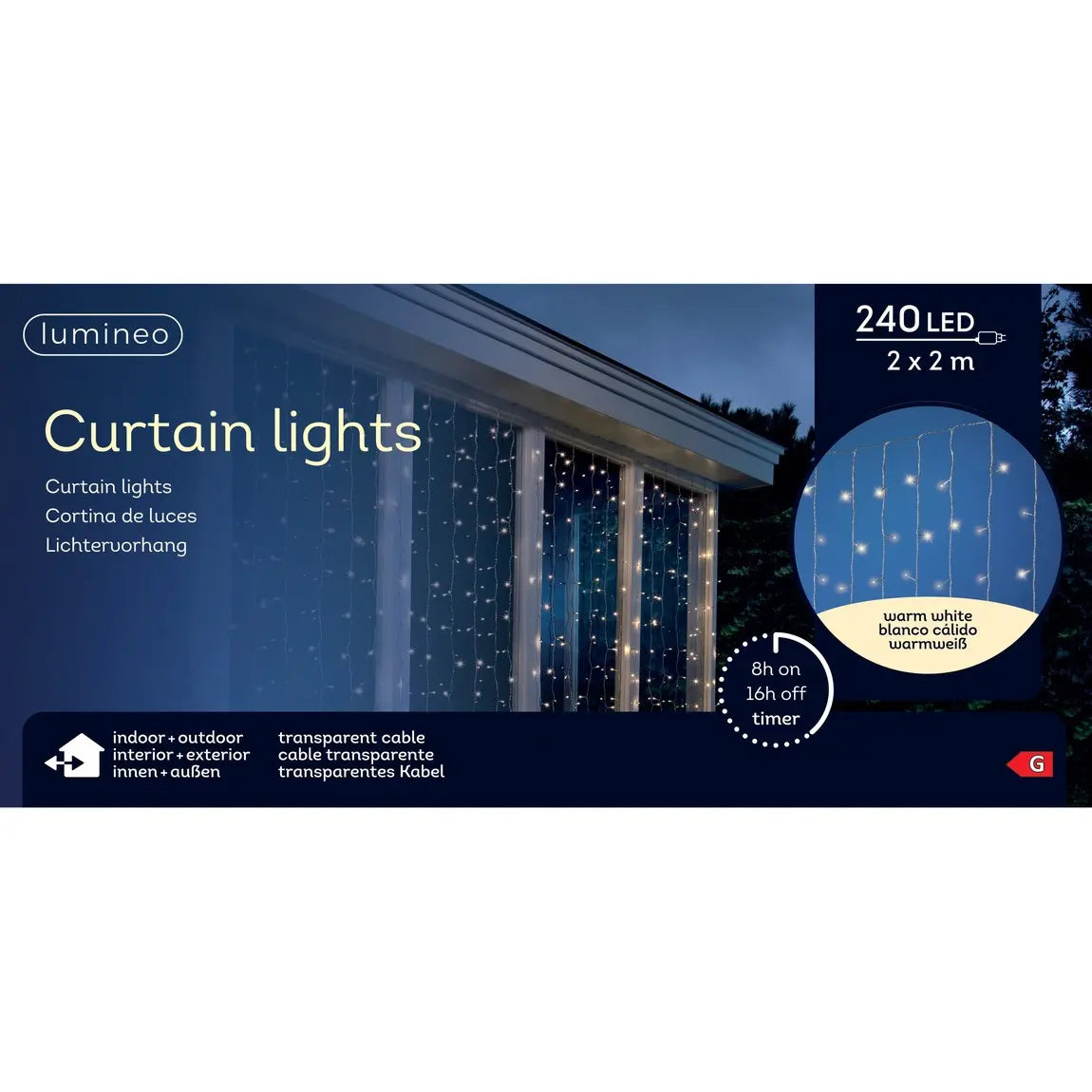 Tenda luminosa LED bianco caldo da esterno 200 × 200 cm
