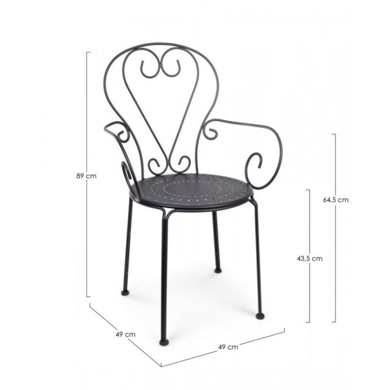 Chaise de jardin Etienne en acier 49x49xh89 cm