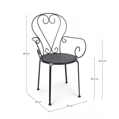 Chaise de jardin Etienne en acier 49x49xh89 cm