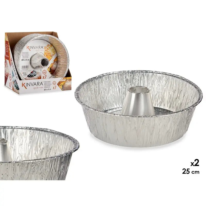 Lot de 2 moules à cake en aluminium Ø25x7,7h