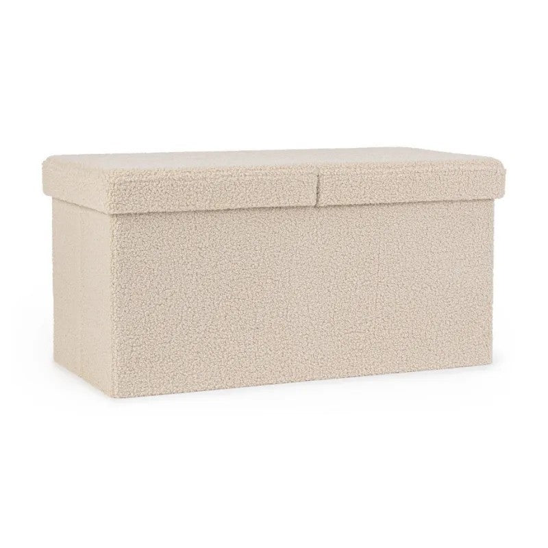 Pouf de rangement Joris effet bouclé beige 76x38x38 cm