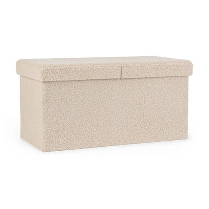 Pouf de rangement Joris effet bouclé beige 76x38x38 cm