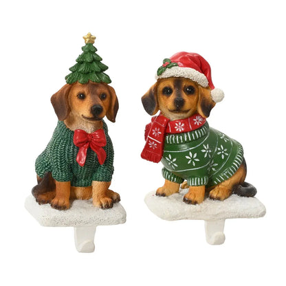 Gancio per calza natalizia con cane in resina 8,5 × 11 × H16,5 cm – 1 pezzo assortito