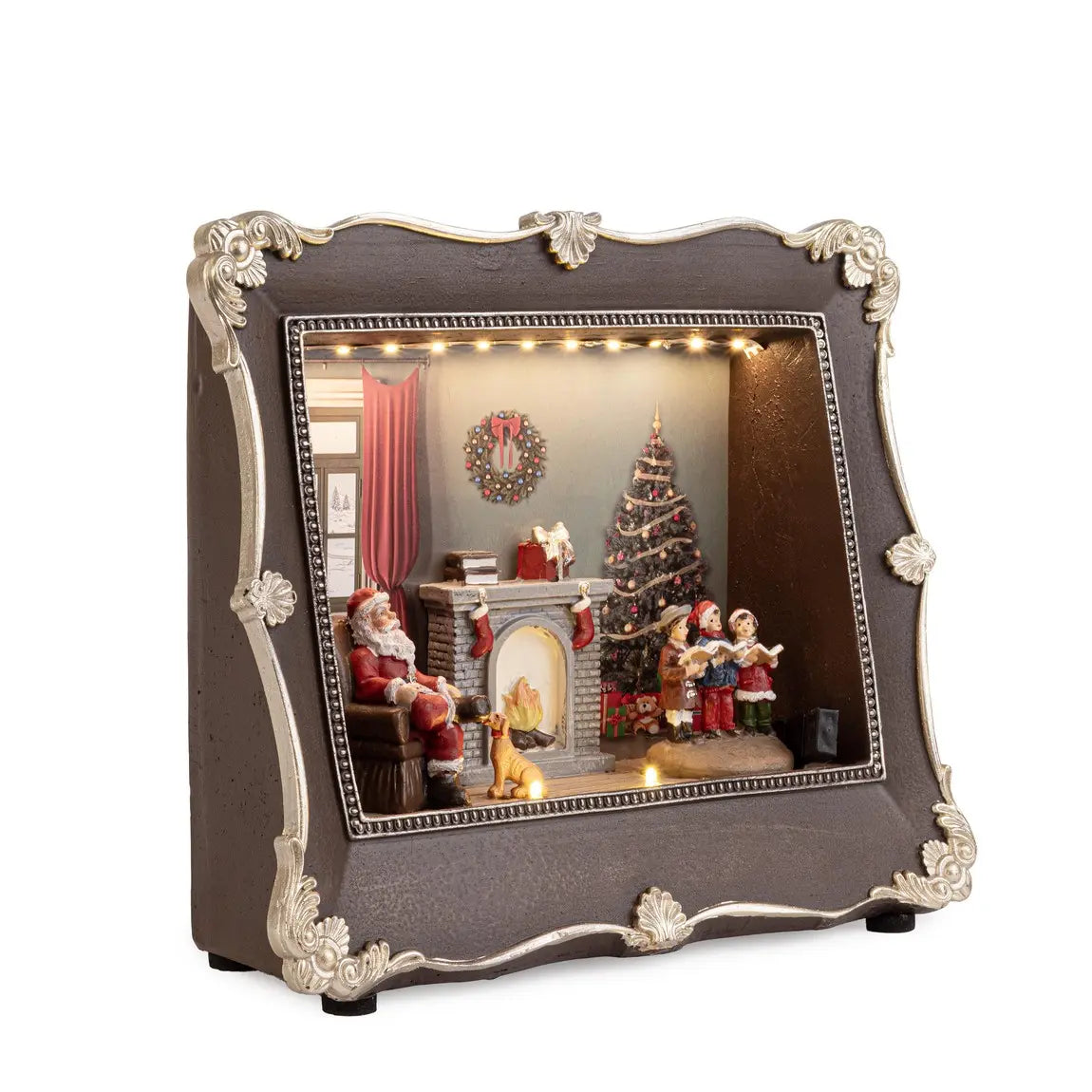 Cornice decorativa natalizia Holly con Babbo Natale e LED 26 × 10 × H22,5 cm