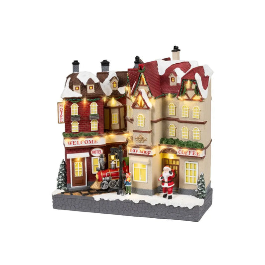 Villaggio natalizio con hotel e LED 16 × 31,5 × 37,5 cm