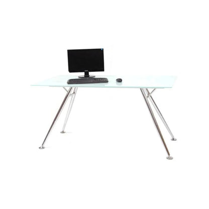 Bureau blanc avec plateau en verre trempé 150x80x76h cm