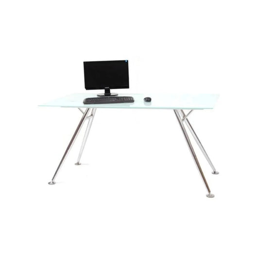 Bureau blanc avec plateau en verre trempé 150x80x76h cm