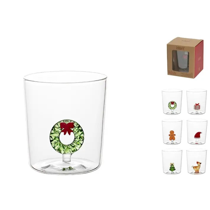 Verre en borosilicate avec figurine de Noël — 35 cl, 1 pièce assortie